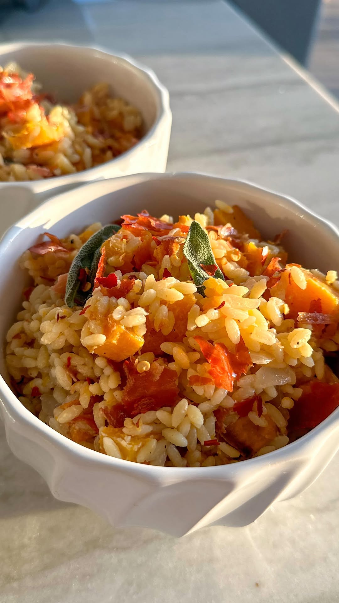 Butternut Squash Orzo with Crispy Prosciutto