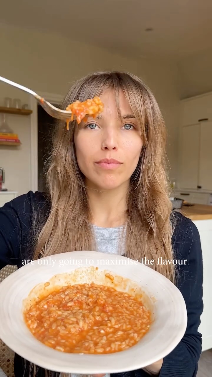 Tomato Risotto with Parmesan and Garlic