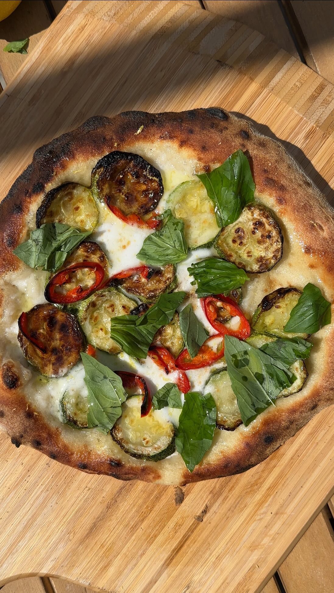 Courgette, Chili, and Cheese Pizza