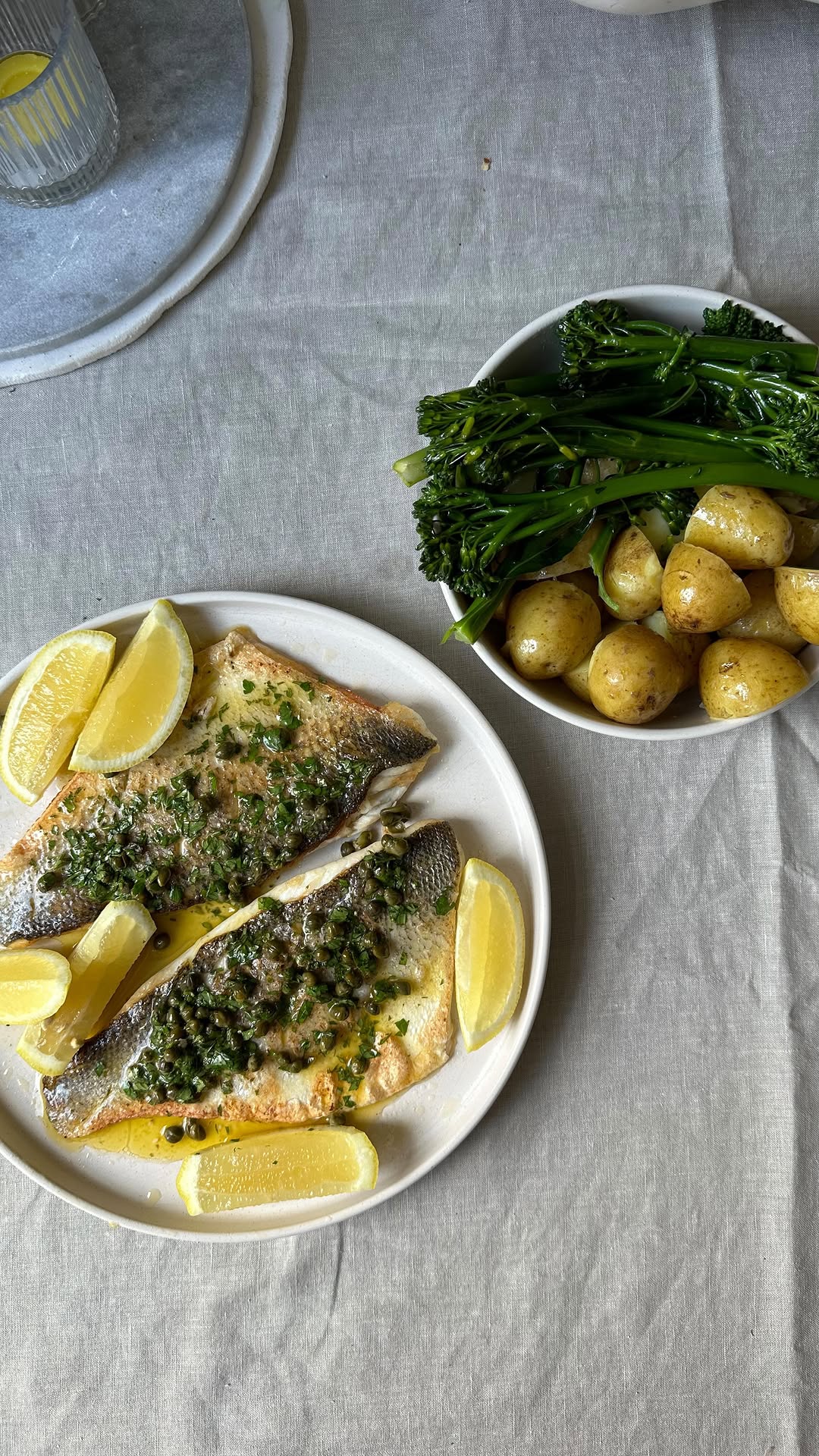 Pan Fried Sea Bass with Lemon Caper Sauce