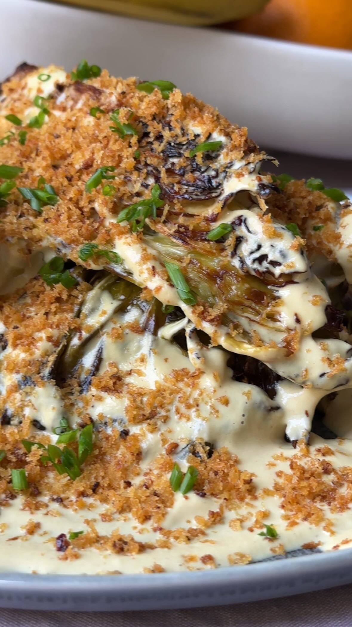 Roasted Hispi Cabbage with Cashew Sauce