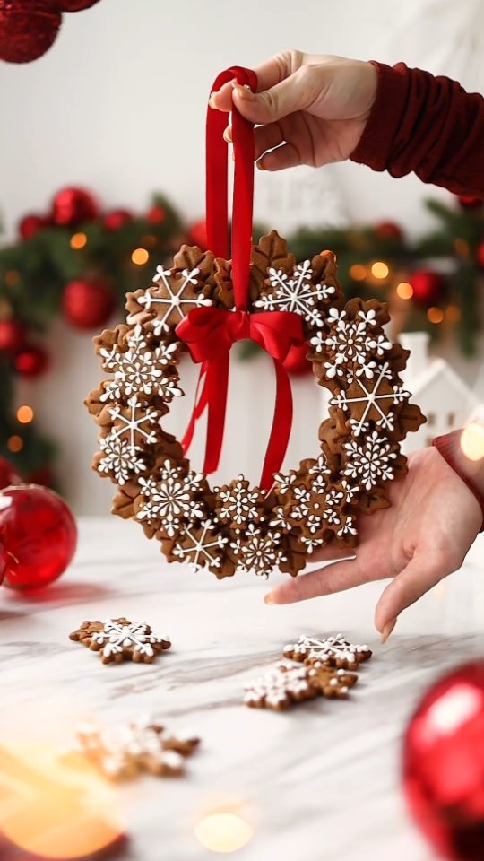 Festive Delight Gingerbread Cookie Wreath