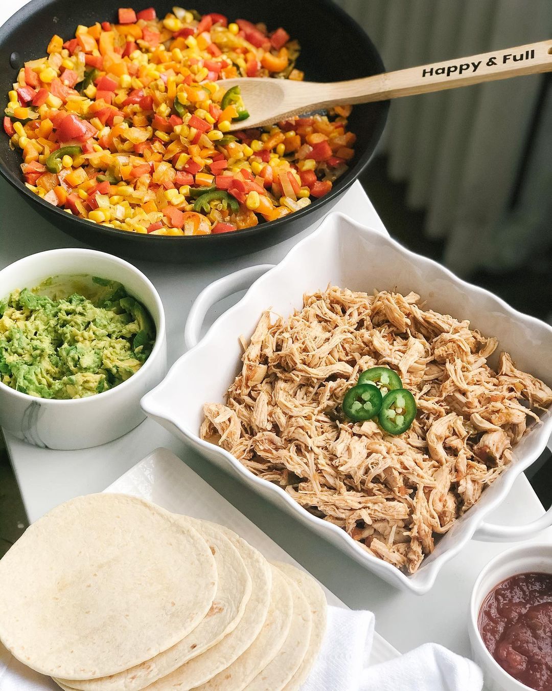 Easy Pulled Chicken Tacos with Veggies