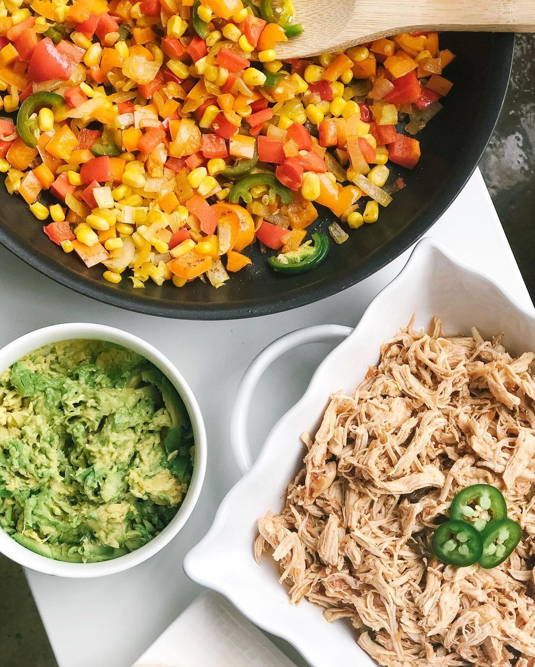 Easy Pulled Chicken Tacos with Veggies