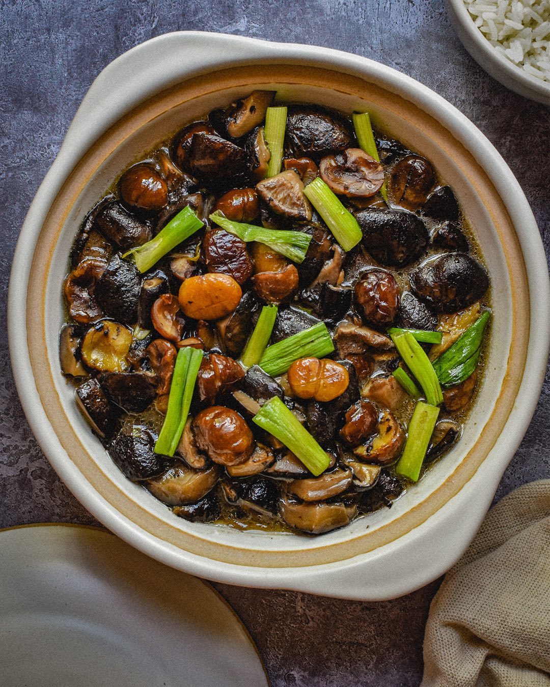 Braised Shiitake Mushrooms and Roasted Chestnuts