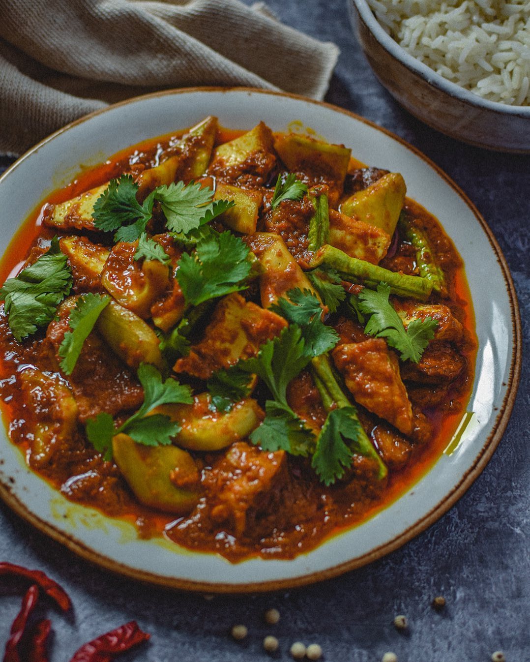 Southern Curry with King Trumpet Mushroom and Cucumber