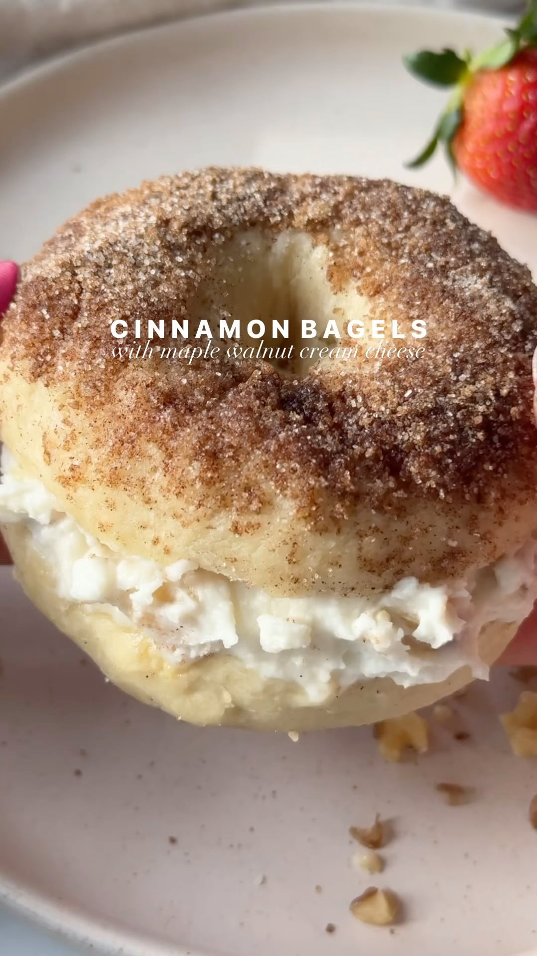 Cinnamon Sugar Bagels with Maple Walnut Cream Cheese