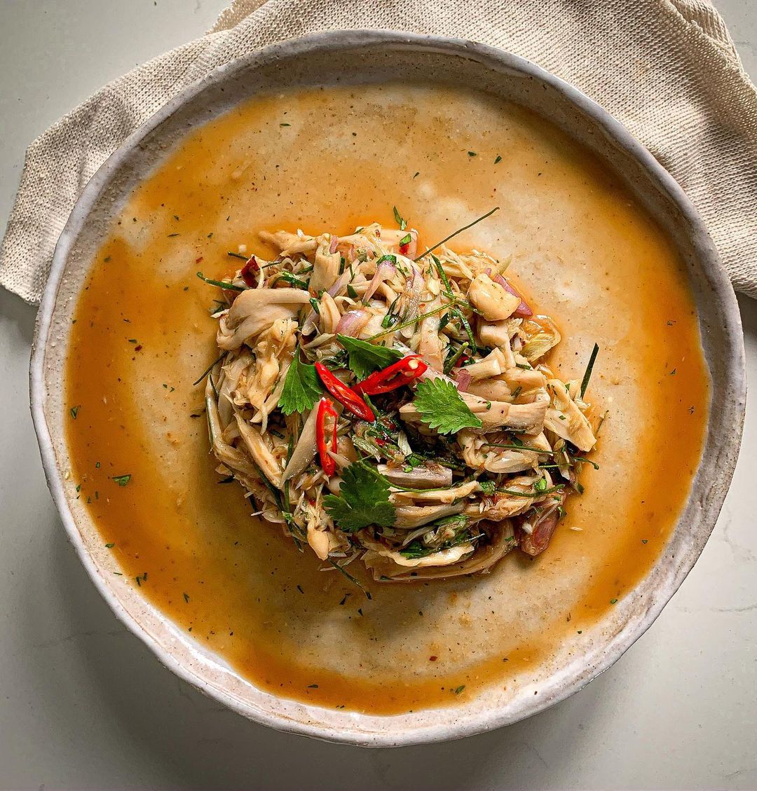 Coconut Poached Mushroom Salad