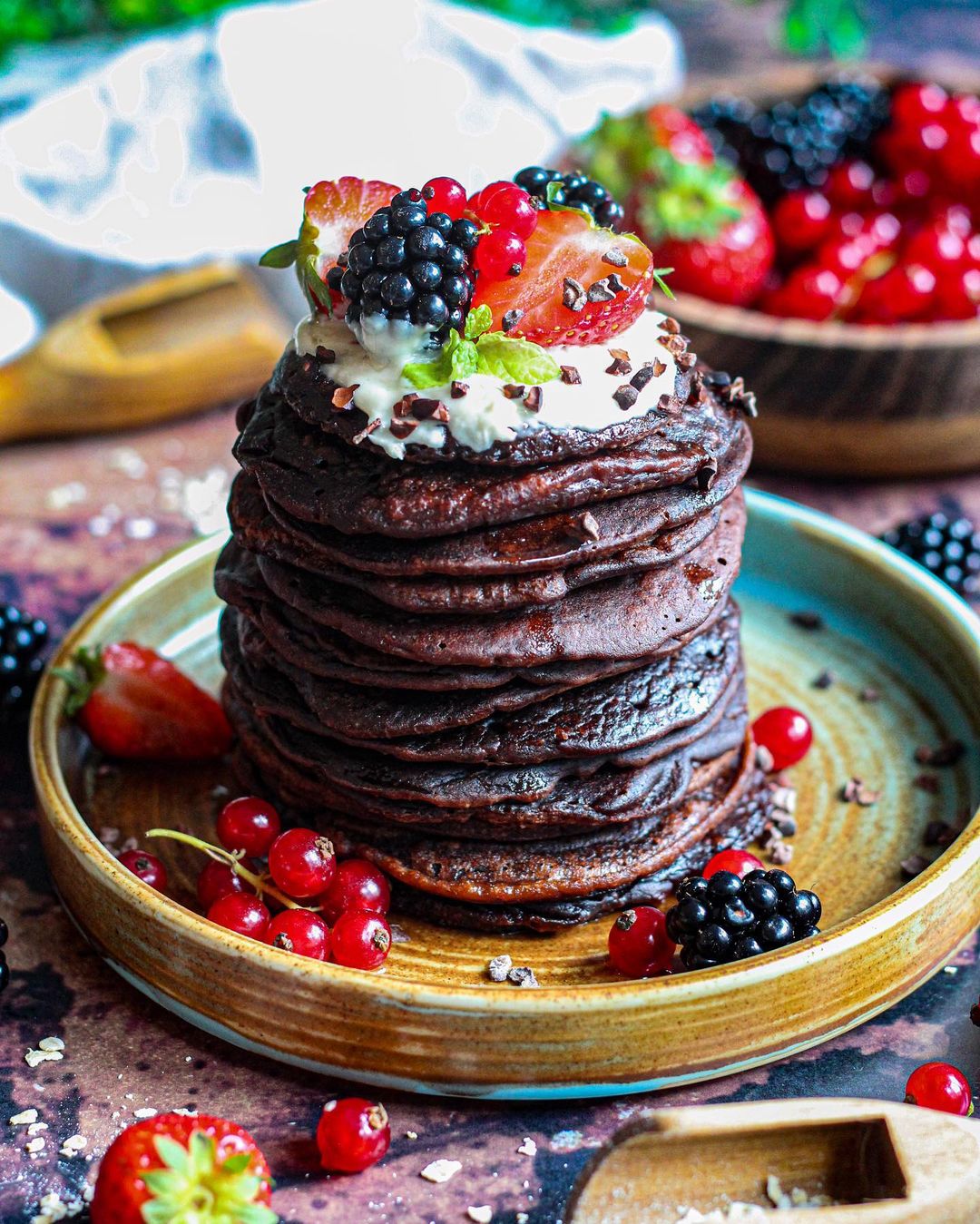 Vegan Gluten-Free Protein Chocolate Pancakes