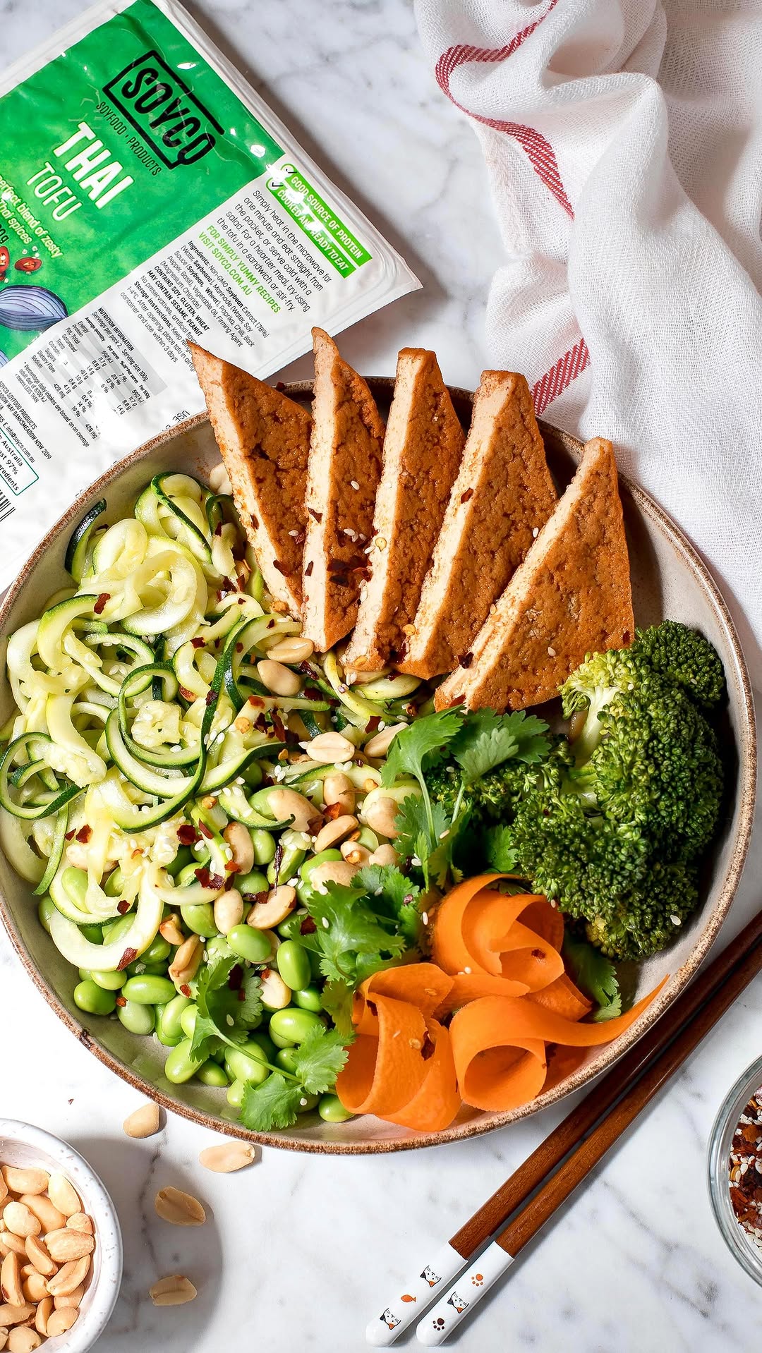 High Protein Tofu and Zucchini Noodles