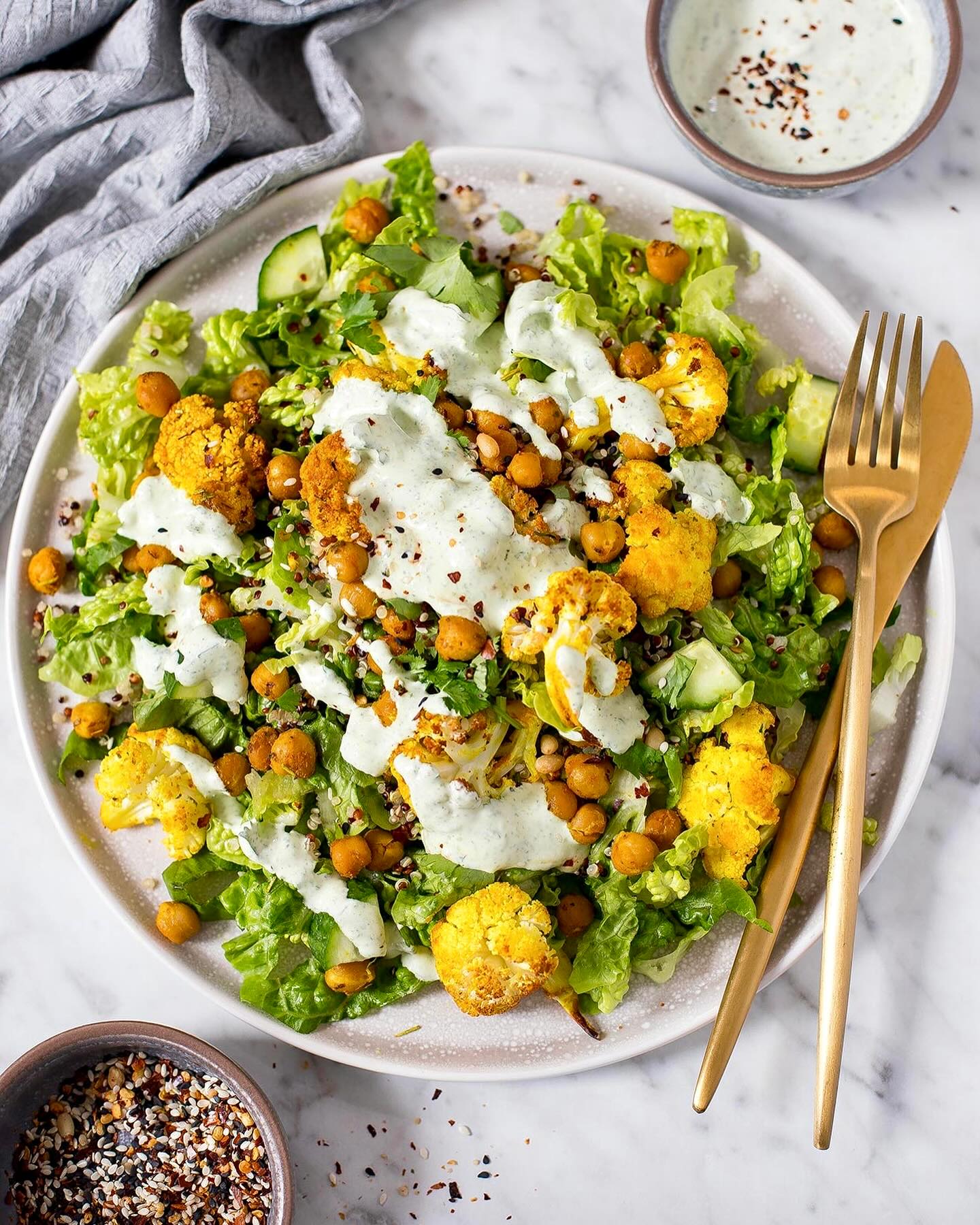 Crunchy Chickpea and Roasted Cauliflower Salad