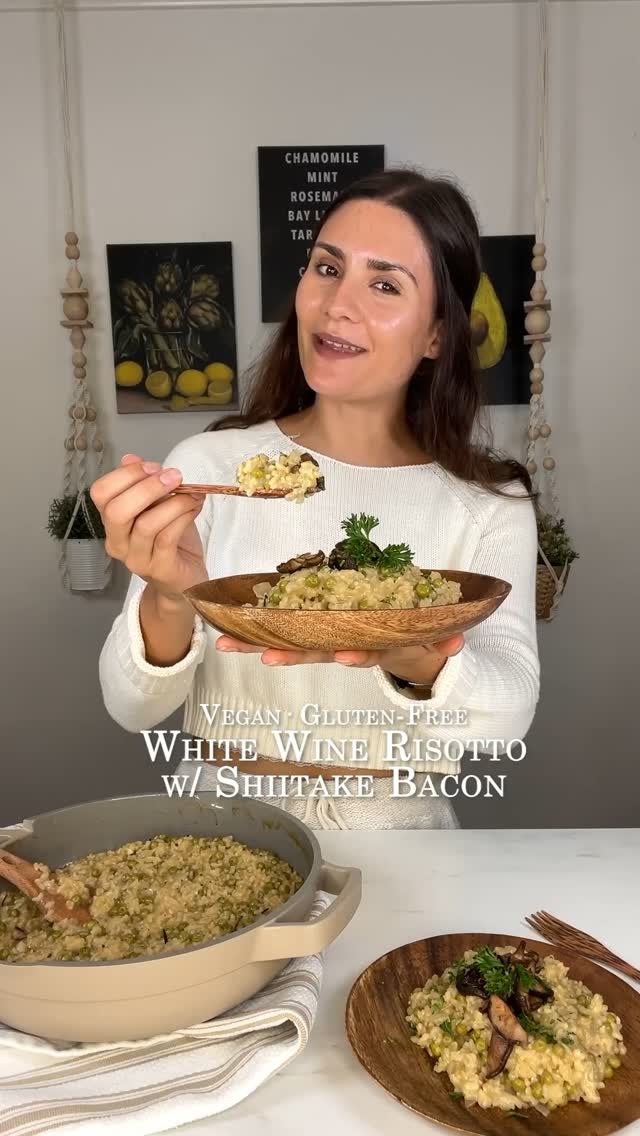 White Wine Risotto with Shiitake Bacon