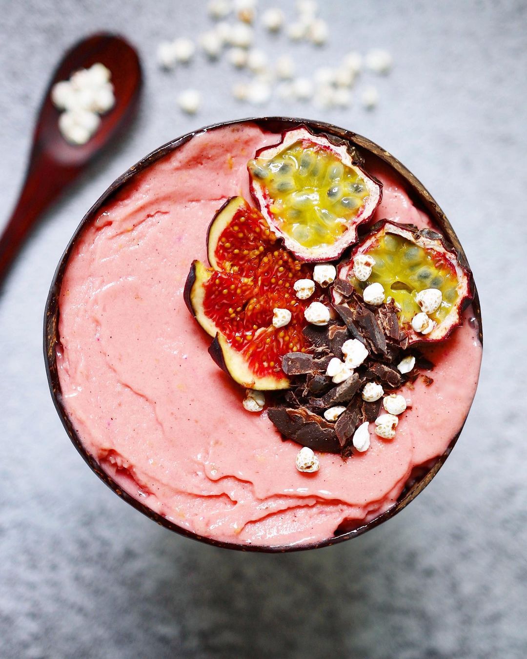 Vegan Smoothie Bowl with Fruits and Chocolate