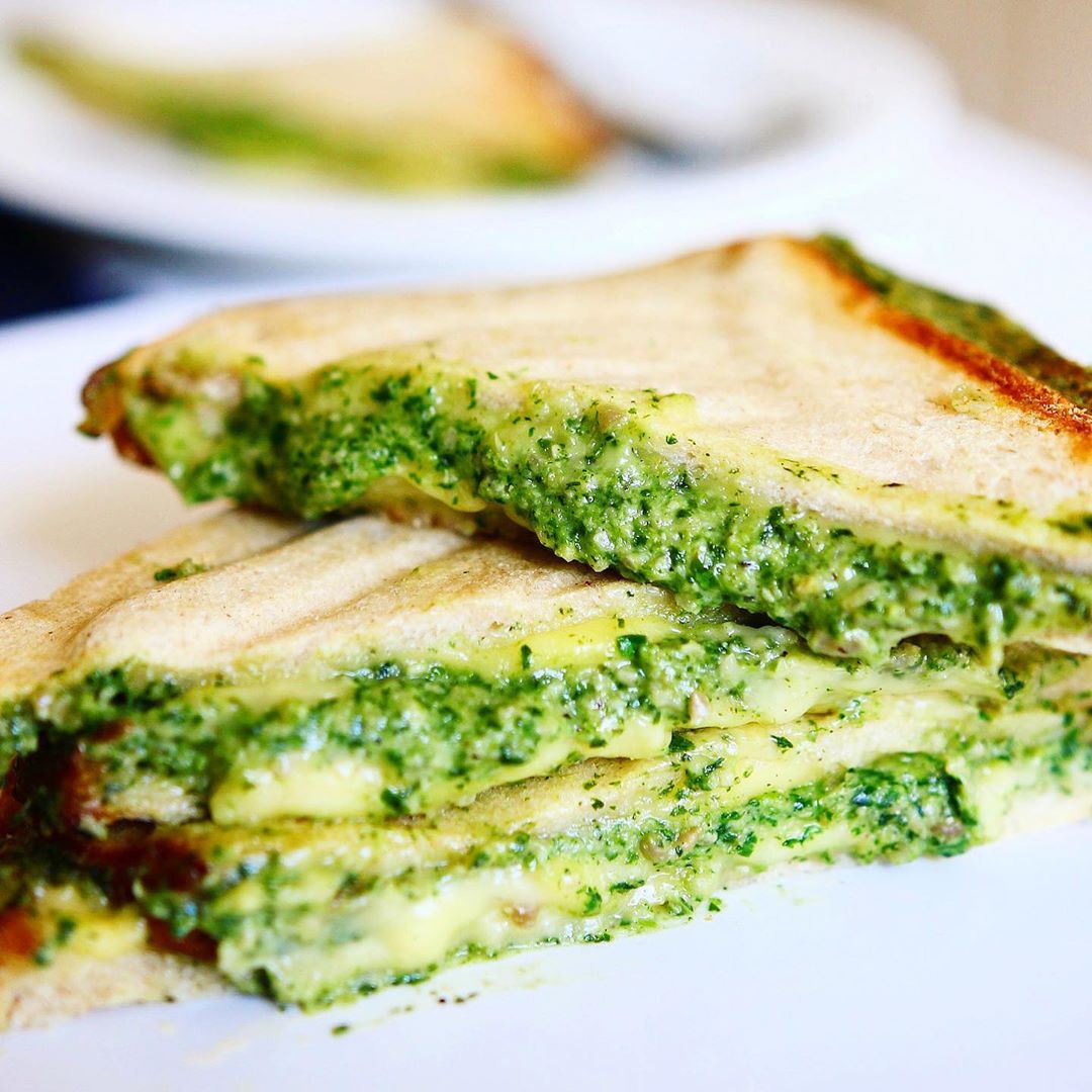 Vegan Pesto and Cheese Grilled Toast