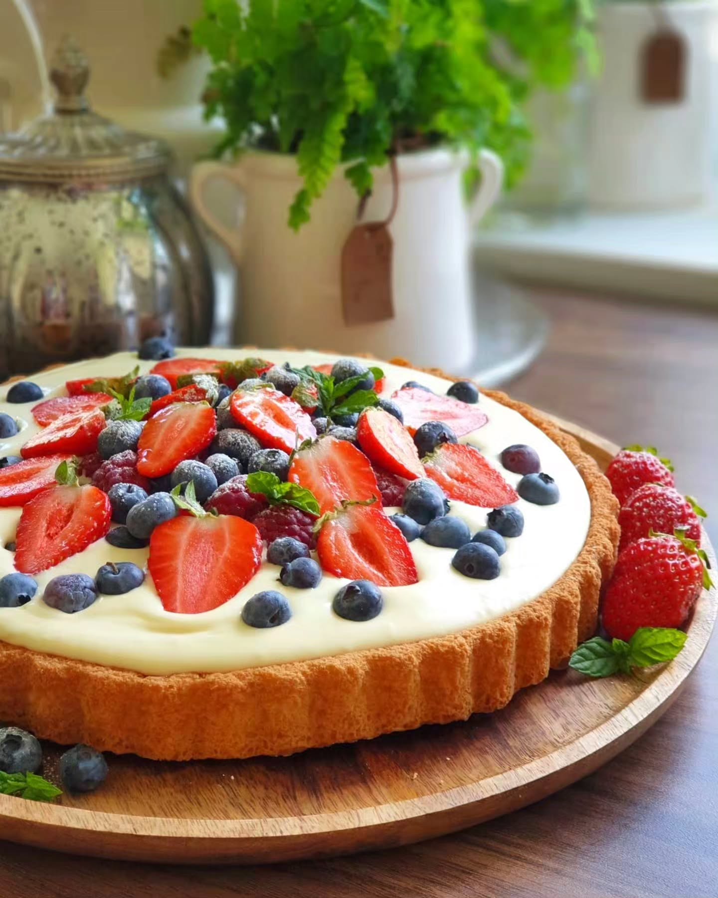 Cream Filled Summer Berries Flan