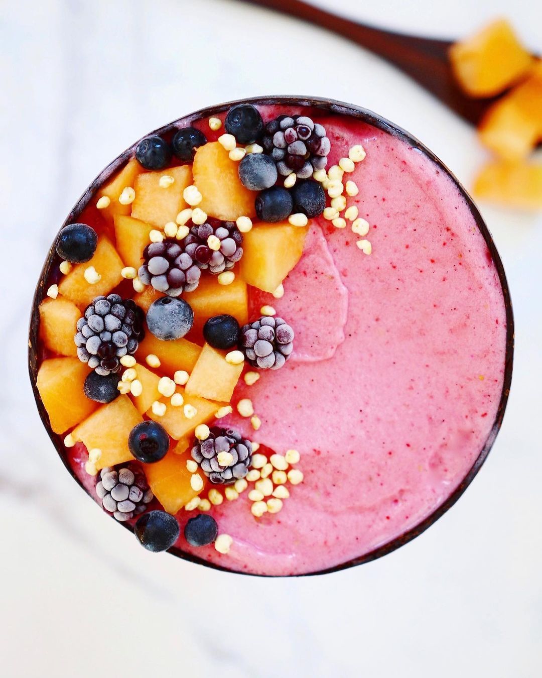 Vegan Smoothie Bowl with Berries and Melon