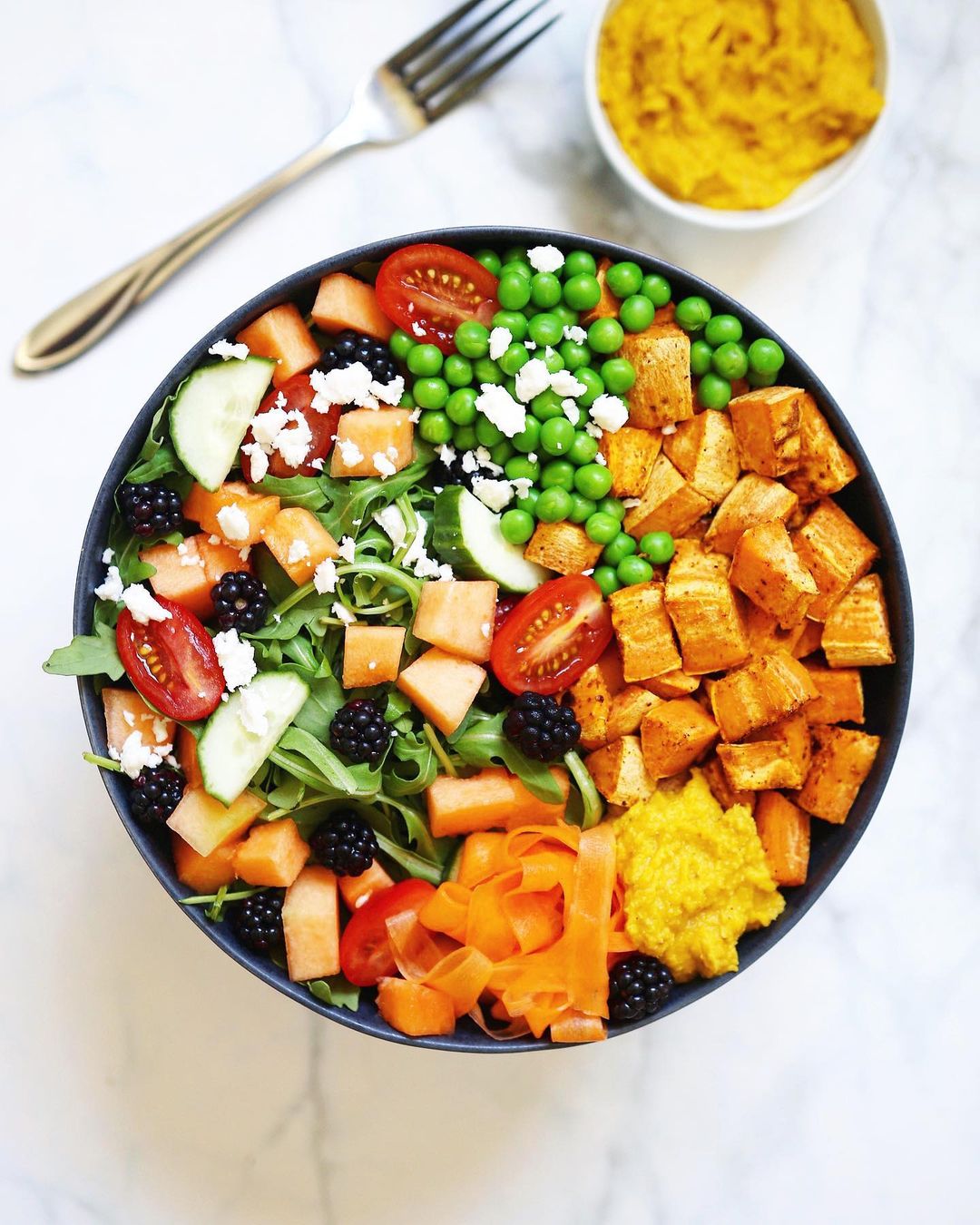 Vegan Lunch Bowl with Carrot Hummus