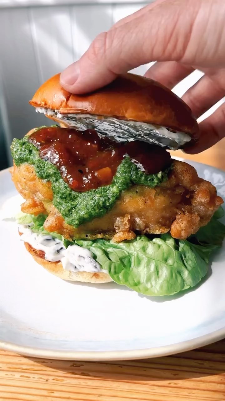 Beer Battered Cauliflower Vegan Burger