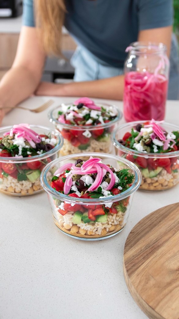Mediterranean Brown Rice Salad Jars