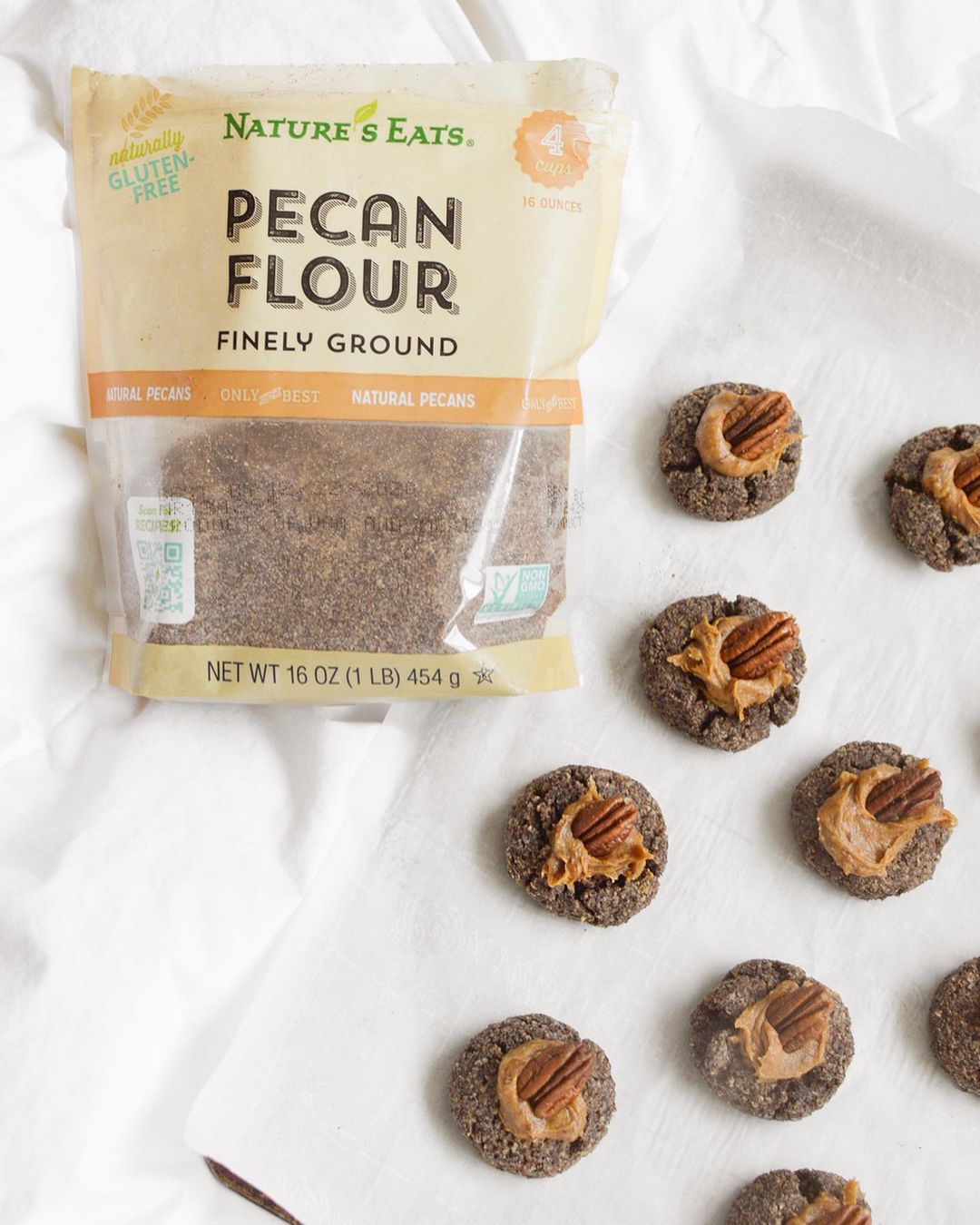 Pecan Thumbprint Cookies with Date Caramel