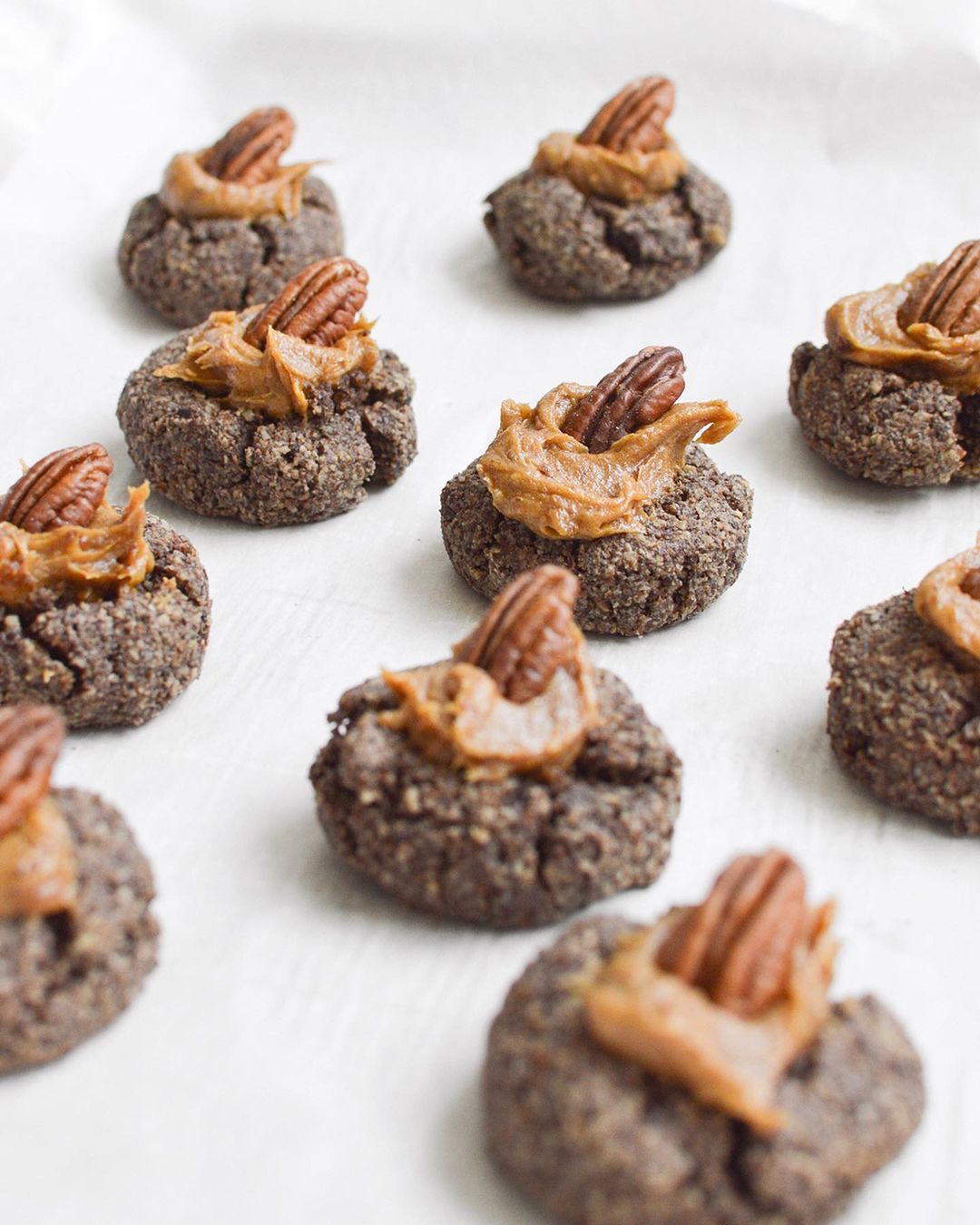 Pecan Thumbprint Cookies with Date Caramel