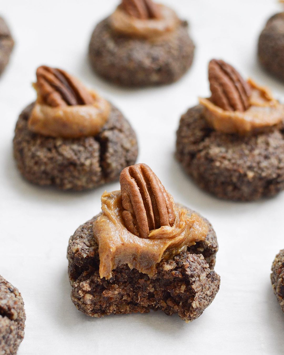 Pecan Thumbprint Cookies with Date Caramel