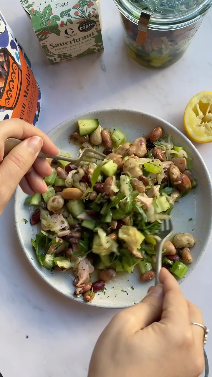 Five Bean Salad with Salmon Vinaigrette