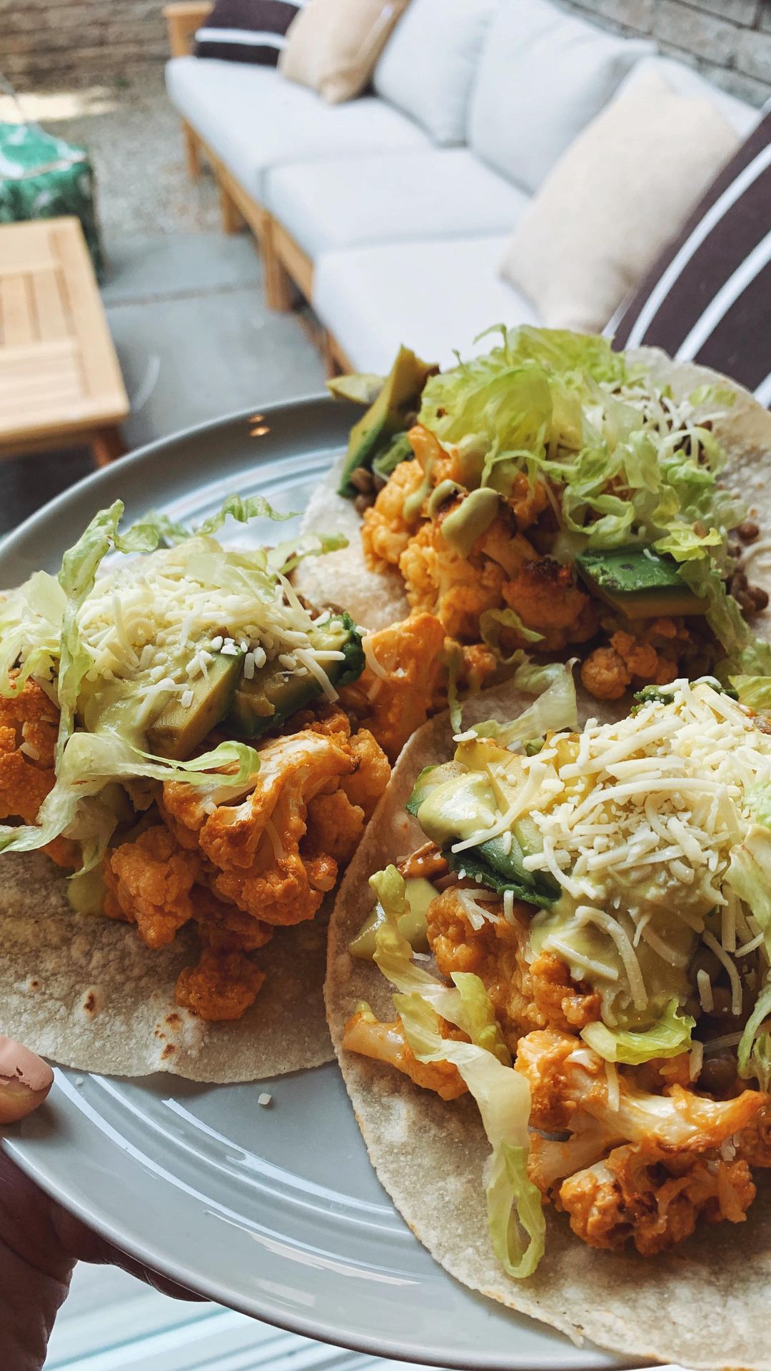 Buffalo Cauliflower Lentil Tacos