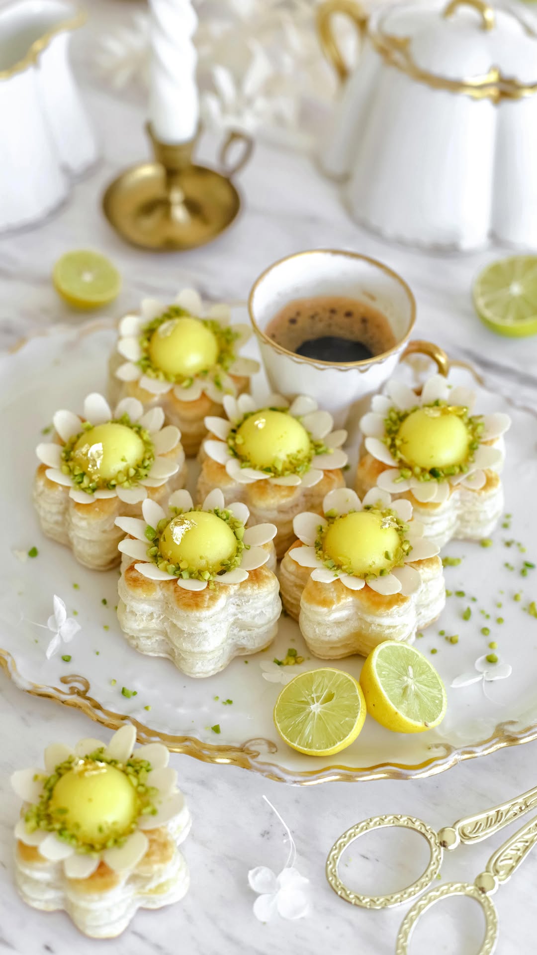 Puff Pastry Flower with Custard Cream and Lemon Curd