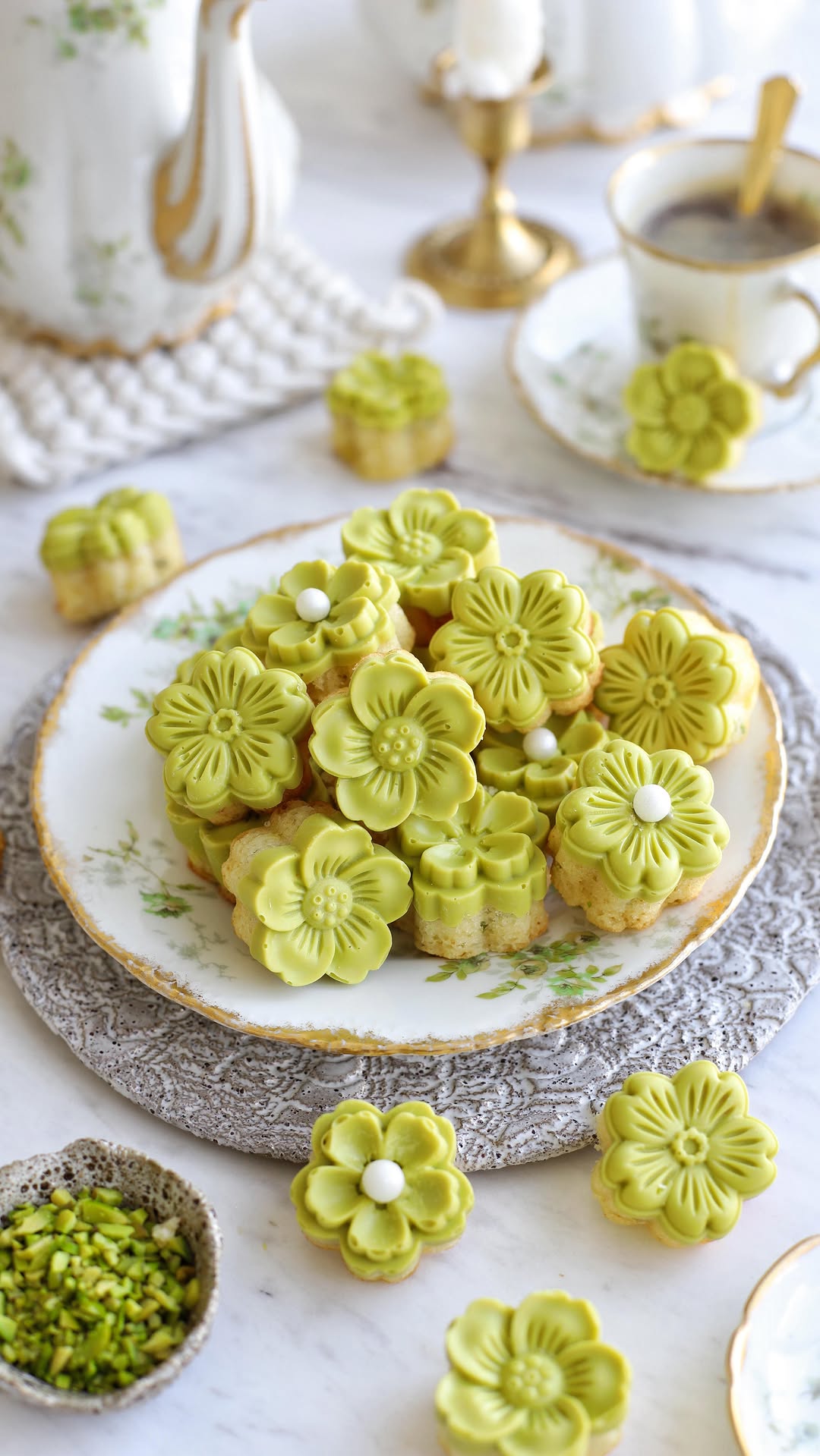 Pistachio Madeleines with Optional White Chocolate