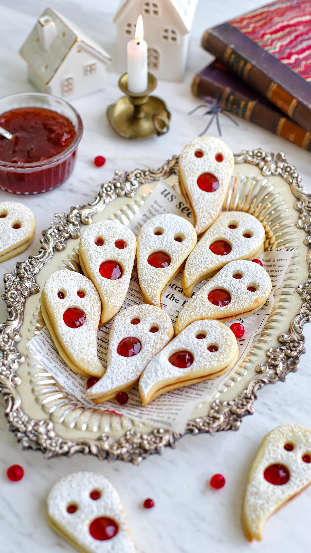 Ghost Shaped Linzer Cookies