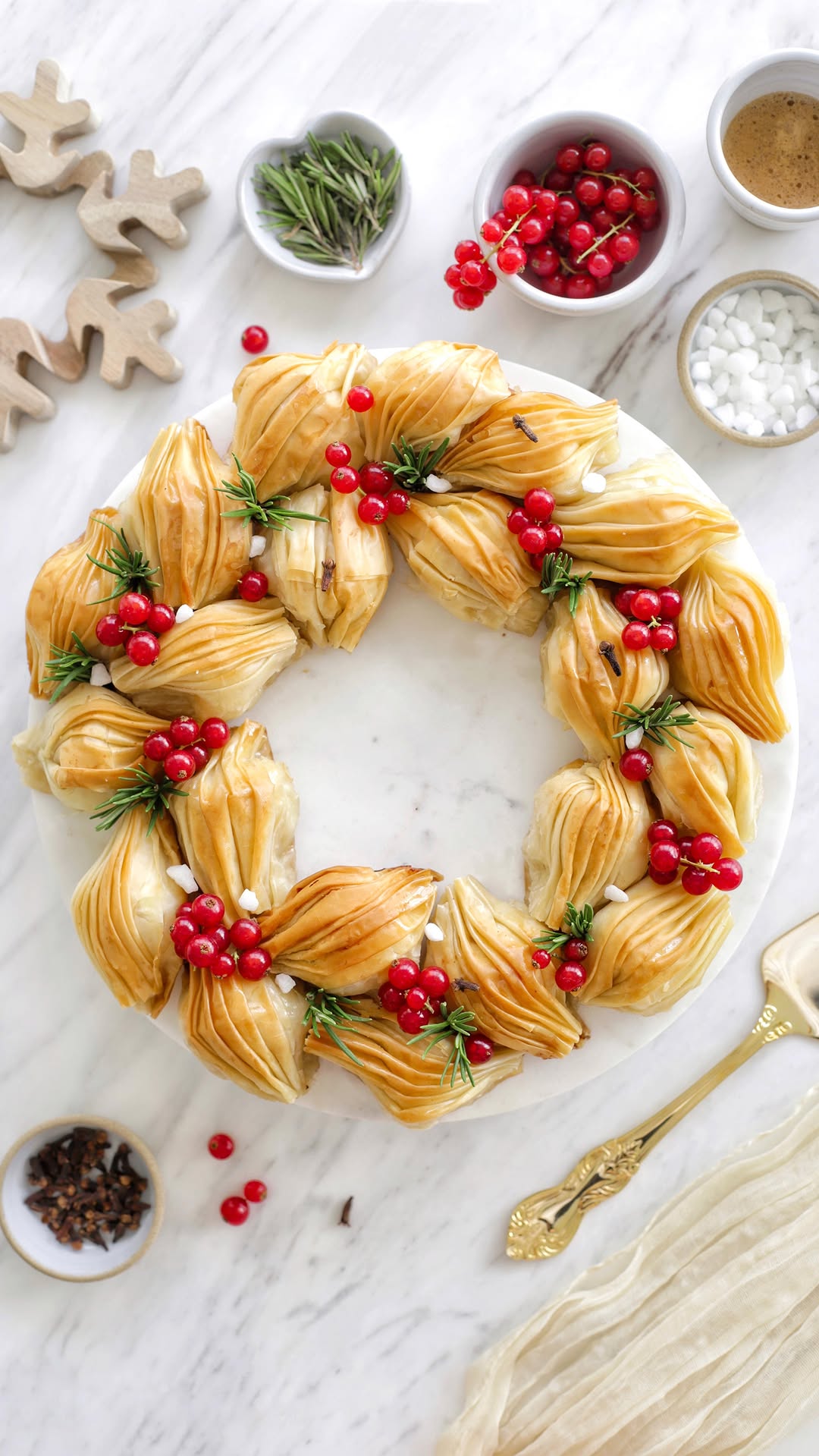 Baklava Custard Filled Christmas Wreath