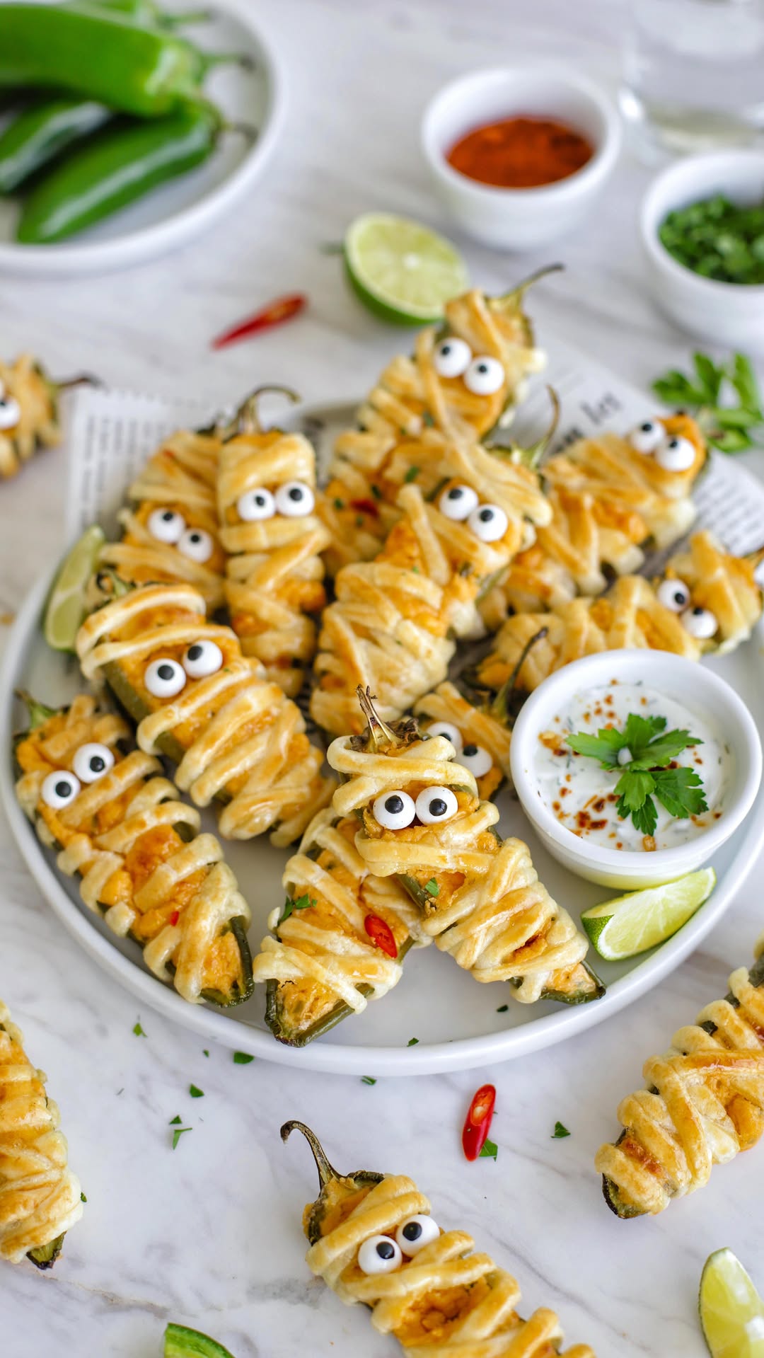 Halloween Mummy Jalapeño Poppers