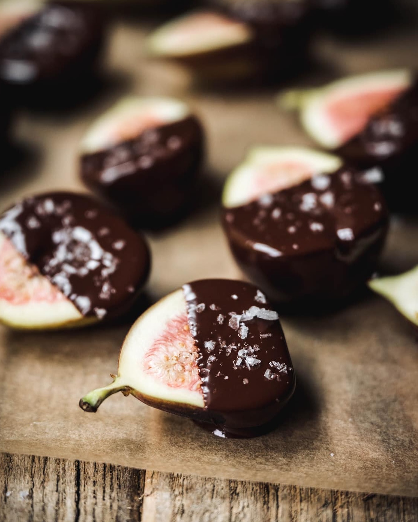 Dark Chocolate Dipped Figs with Flaky Salt