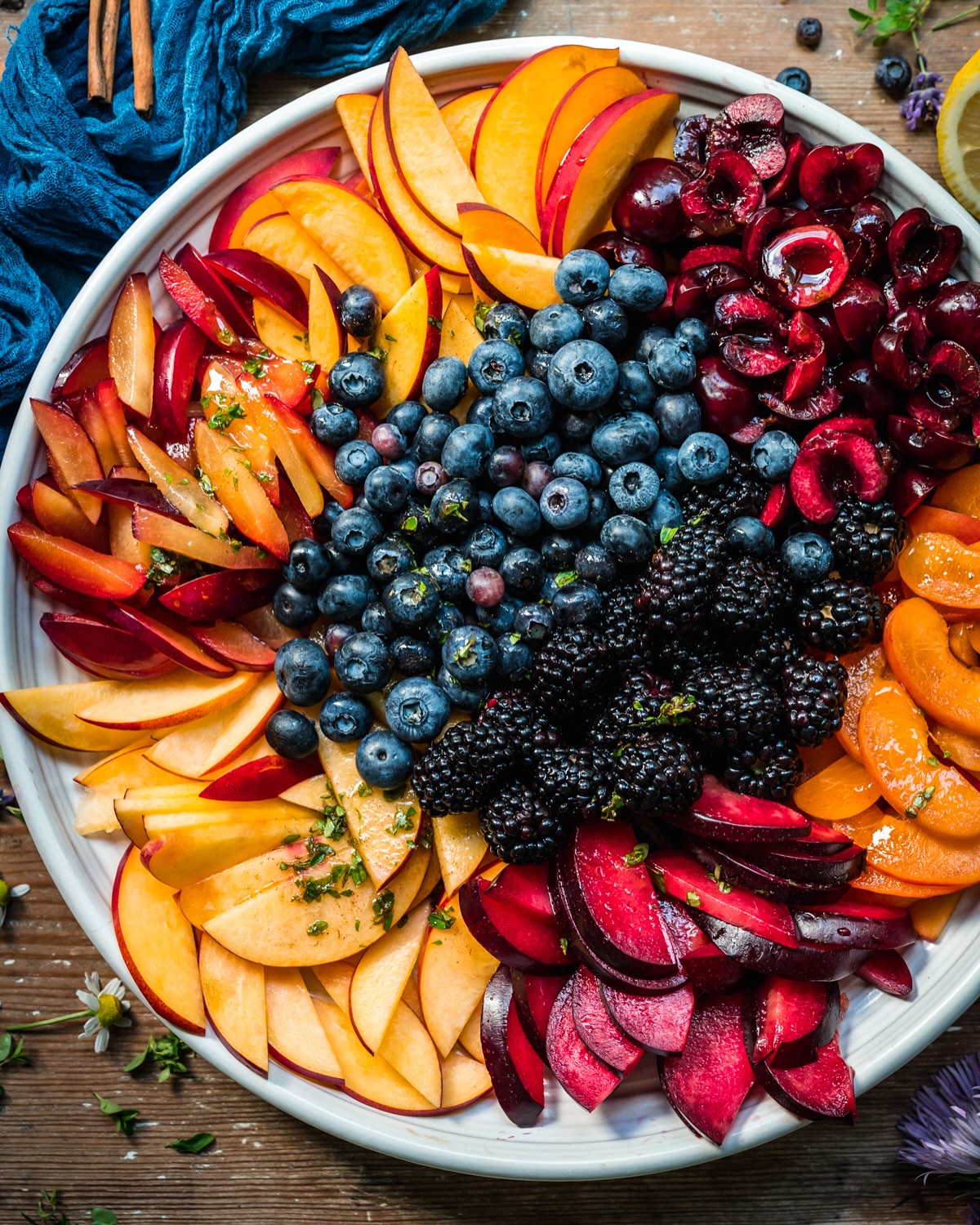 Stone Fruit Salad with Lemon Maple Thyme Dressing