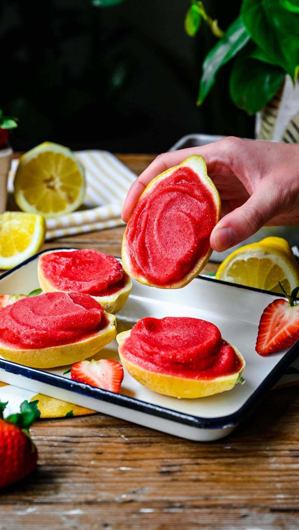 Easy 3-Ingredient Strawberry Lemonade Sorbet