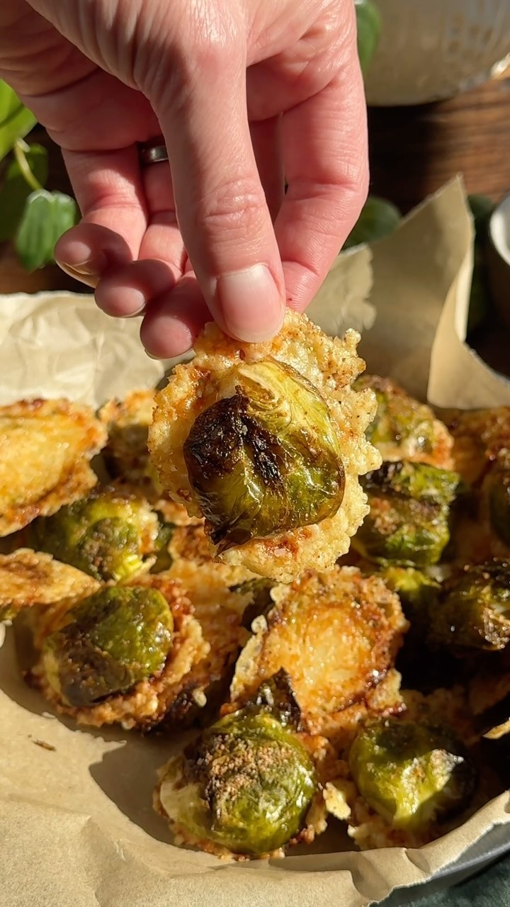 Parmesan Crusted Brussels Sprouts with Hot Honey Mustard