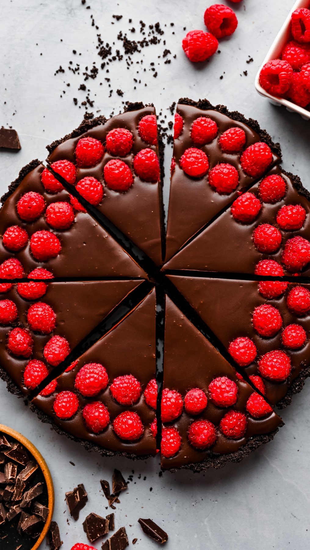 No Bake Chocolate Raspberry Tart