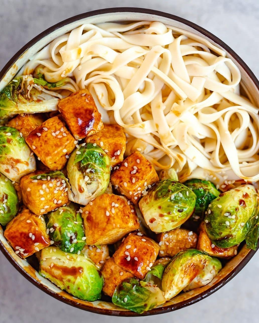 Crispy Tofu with Brussels Sprouts and Hoisin Sauce