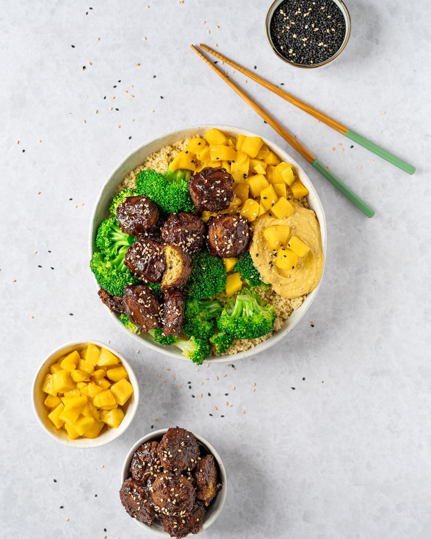 Miso Falafel and Spicy Mango Bowl