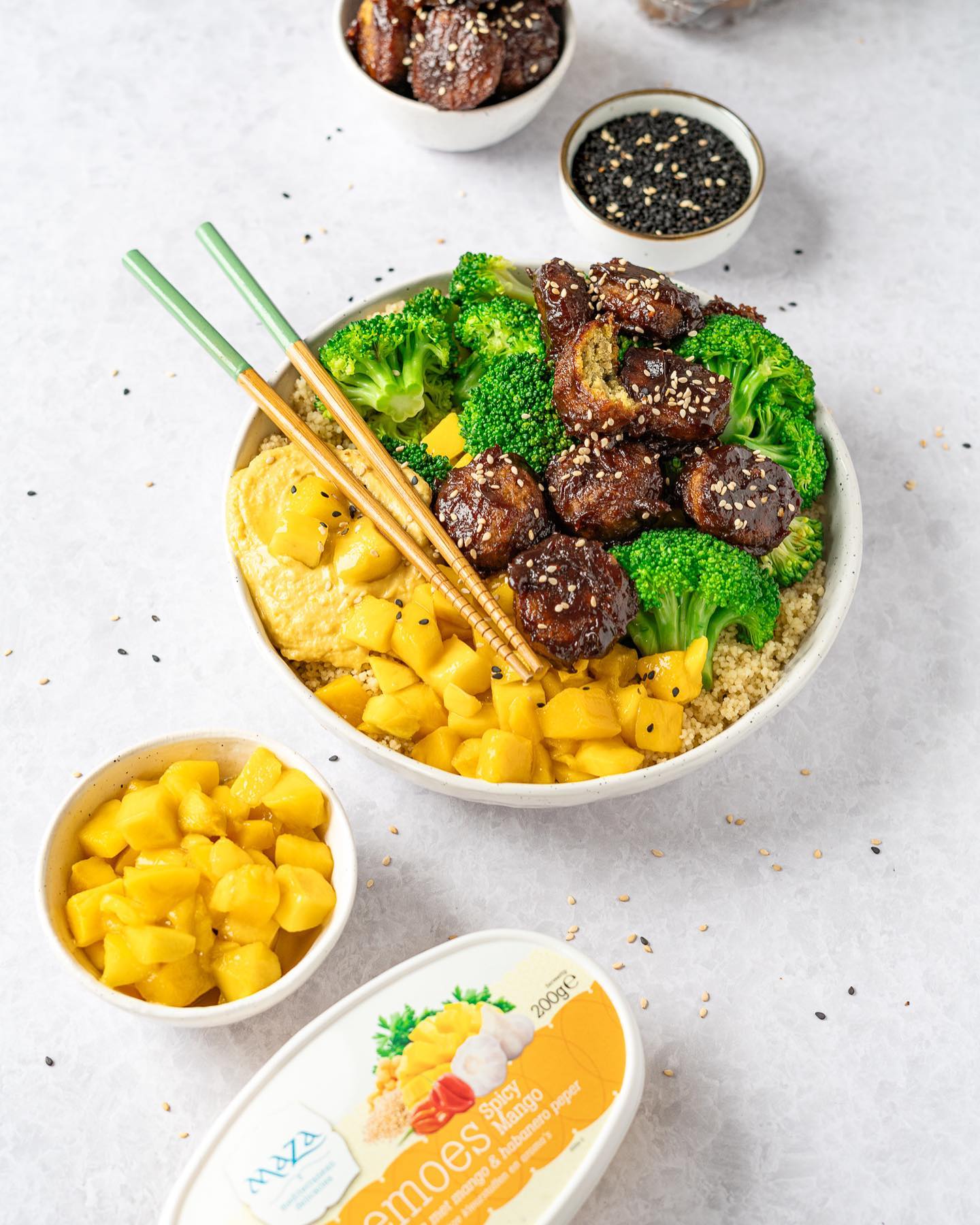 Miso Falafel and Spicy Mango Bowl