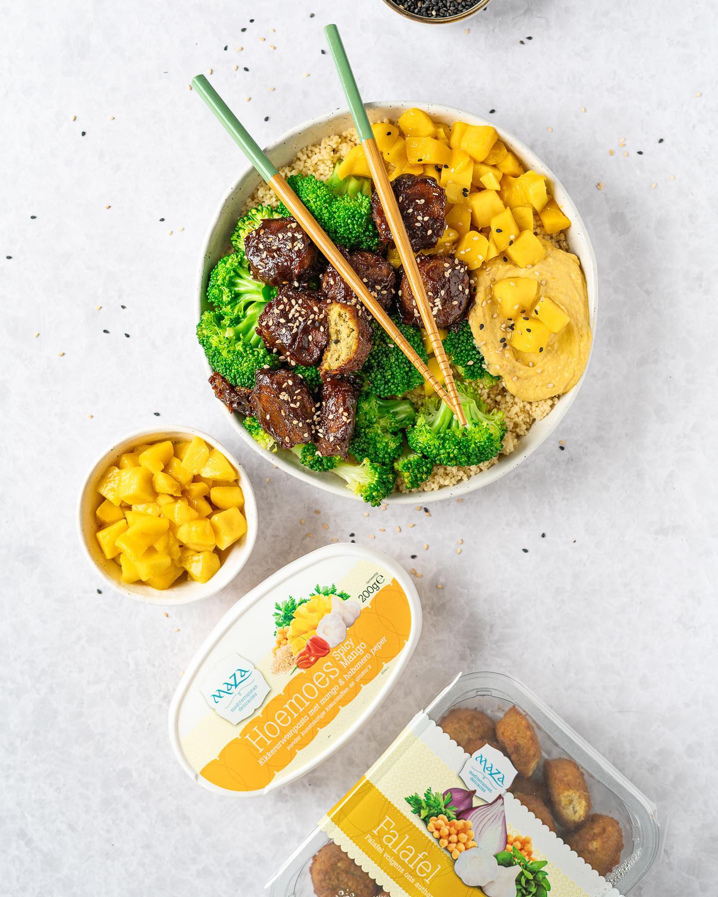 Miso Falafel and Spicy Mango Bowl