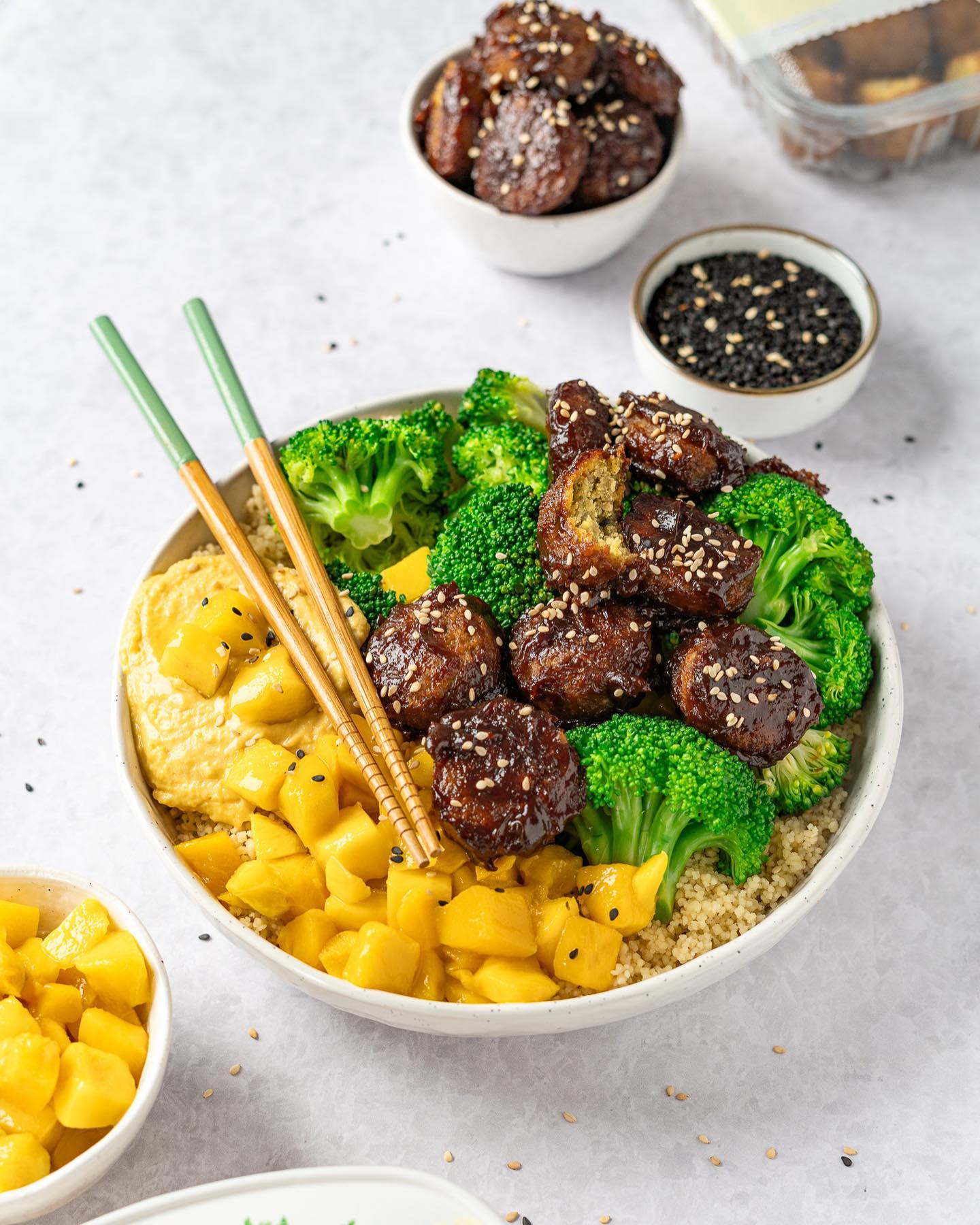 Miso Falafel and Spicy Mango Bowl