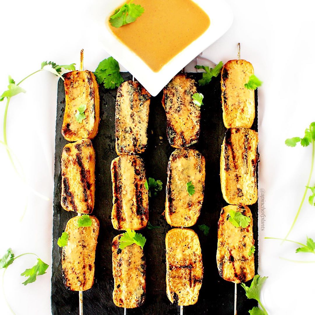 Grilled Peanut Coconut Satay Skewers
