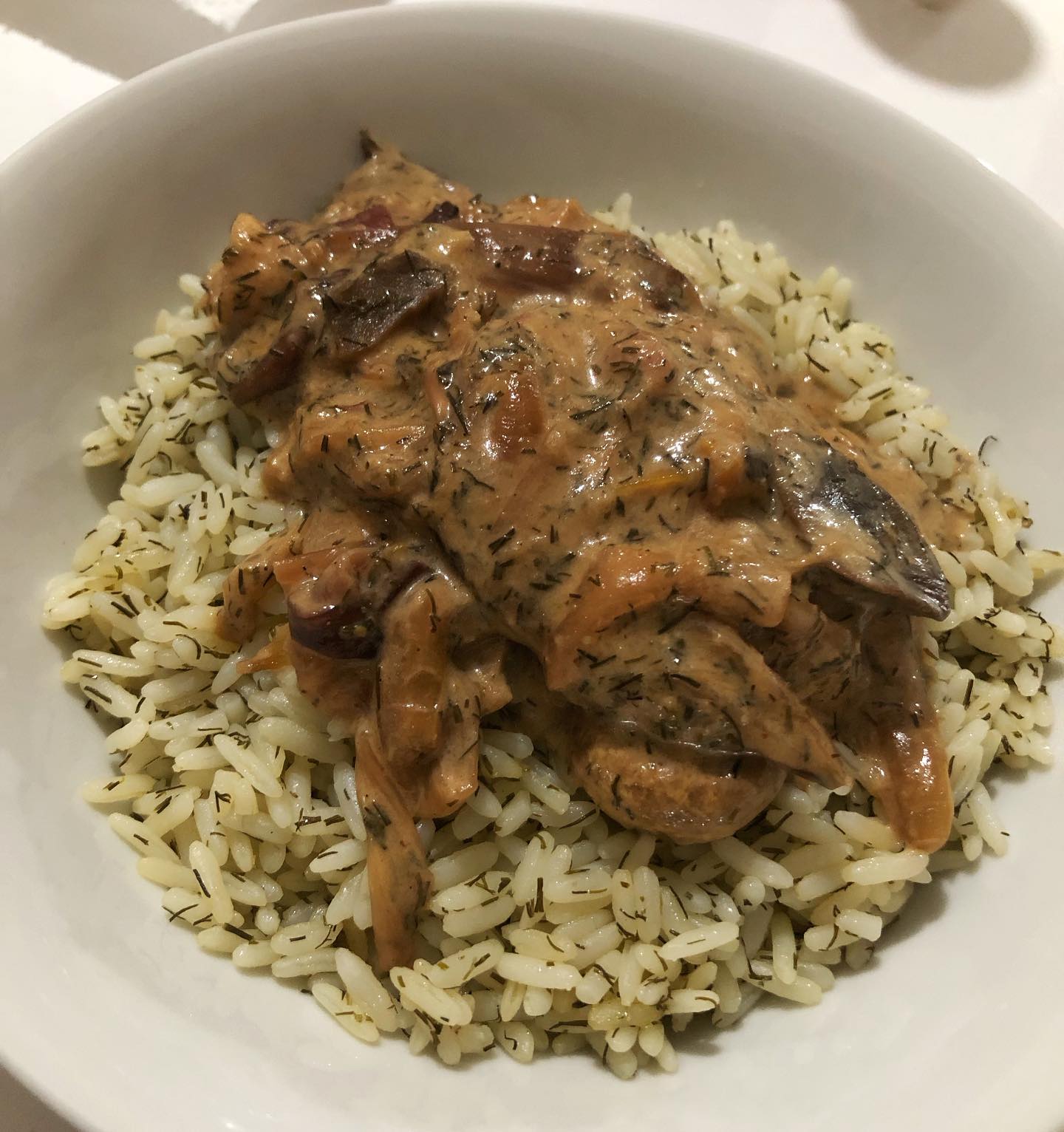 Dill Bread with Vegan Chicken in Cream