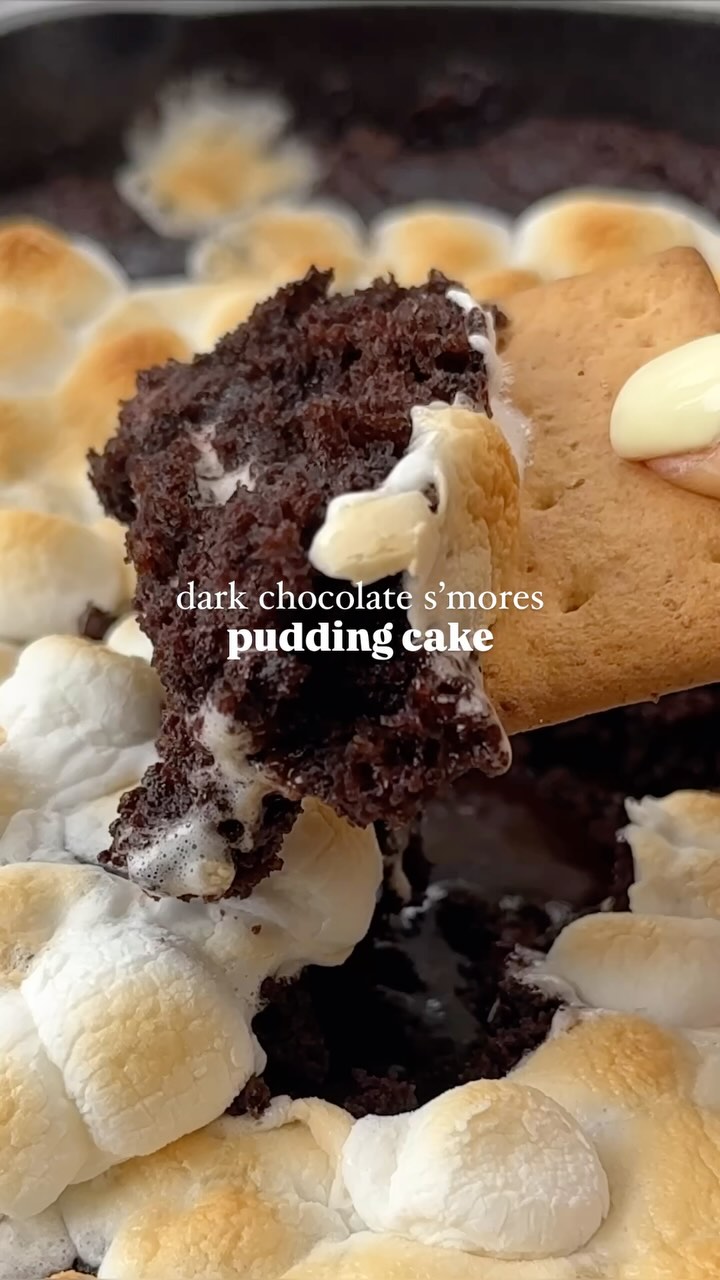 Dark Chocolate S’mores Pudding Cake