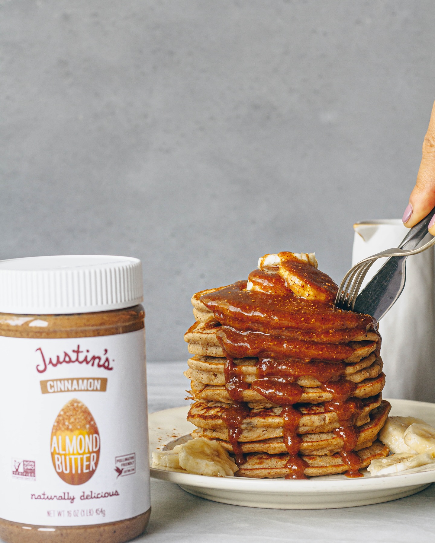 Healthier Almond Butter Banana Pancakes