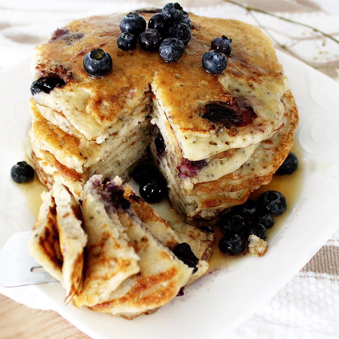 Vegan Blueberry Buttermilk Chia Pancakes