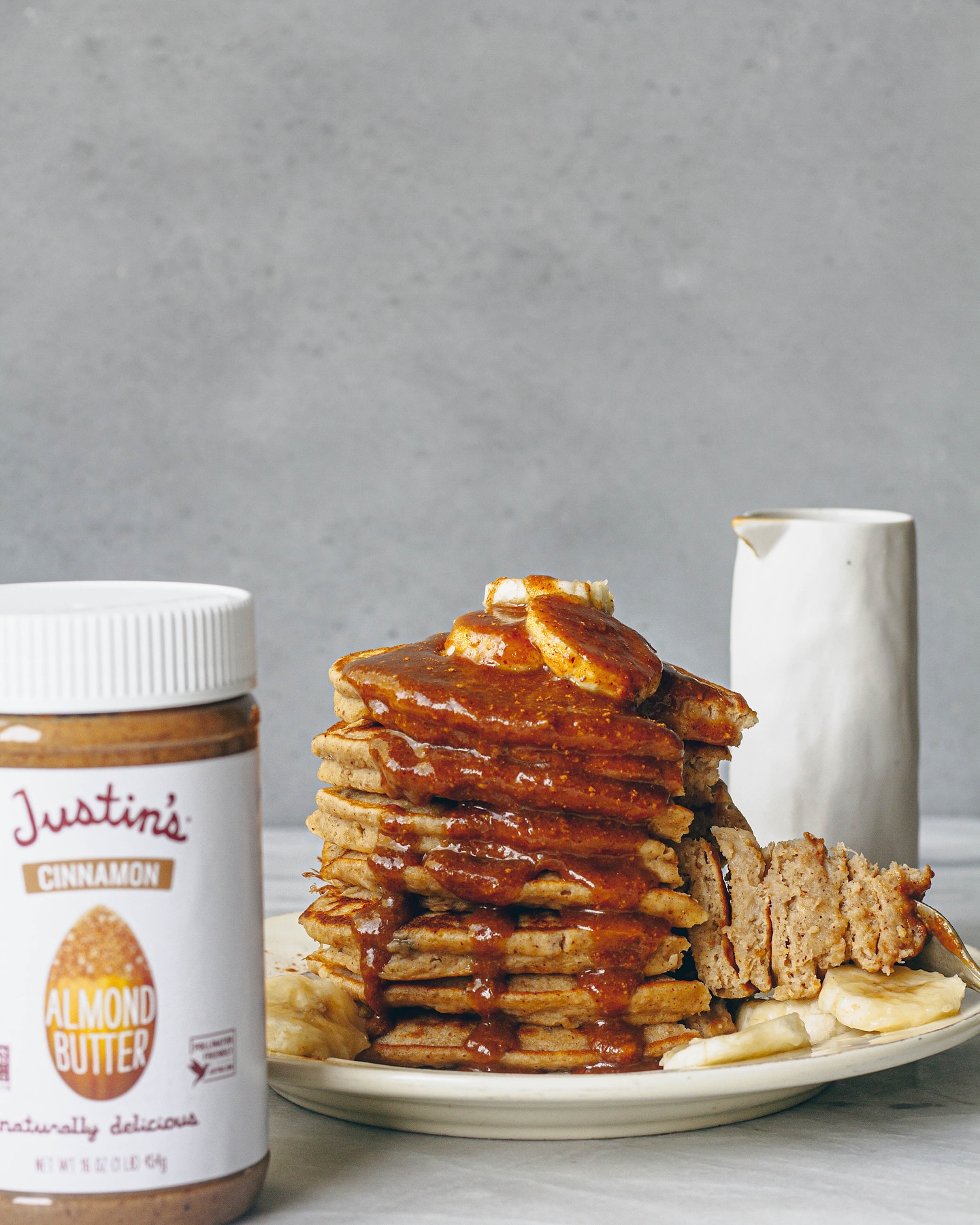 Healthier Almond Butter Banana Pancakes