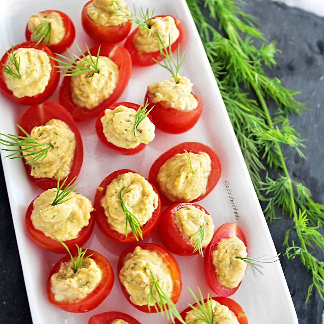 Dill Hummus Cherry Tomato Bites